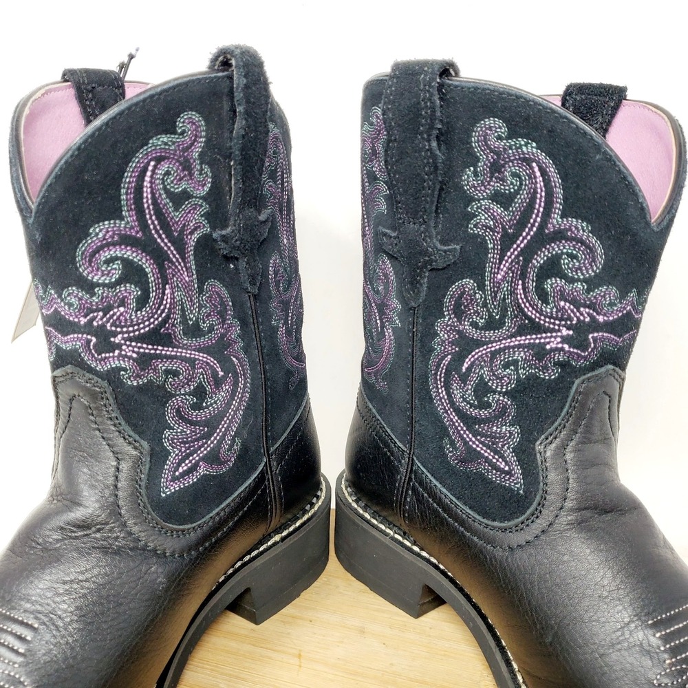 Ariat Fatbaby Boots Womens 7.5 Black Purple Cowboy Western Shoes - Picture 6 of 14